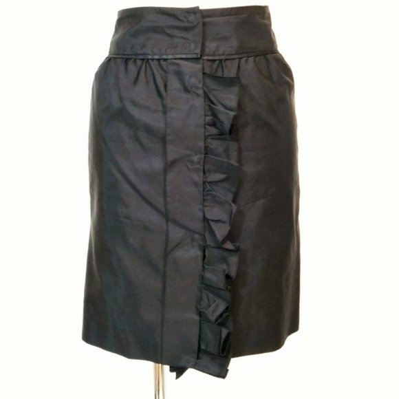 Prada Dresses & Skirts - Prada Black Silk Taffeta Straight Skirt Wrap